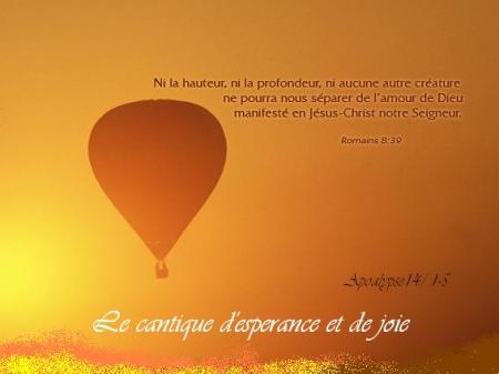 Le cantique d'espearnce et de joie Bonjour