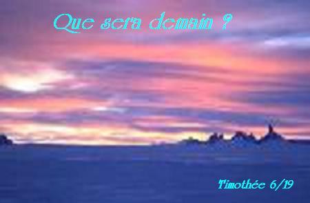  Et demain qu'en sera-t-il ? bonjour